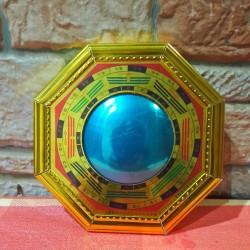 Wood Bagua Mirror for Vastu Feng Shui – Convex Bagua Pakwa Mirror for Positive Energy & Protection